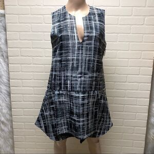 NWT Kendall & Kylie Black Womens Medium M Split Neck Mini A-Line Dress $248